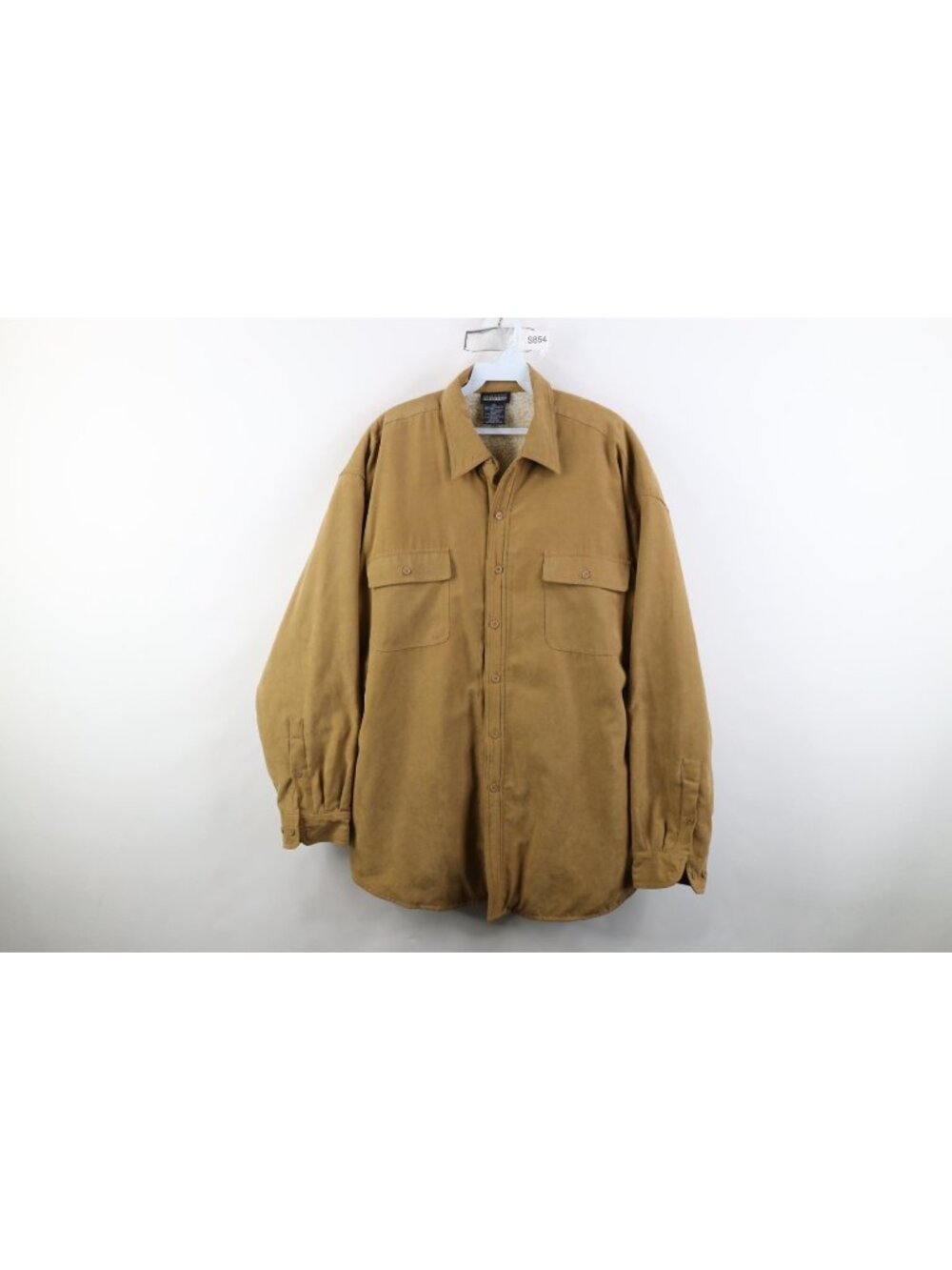Vtg 90s Streetwear Mens XL Deep Pile Fleece Lined Microfiber Button Shirt Jacket